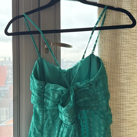 Express Teal Textured Short A-line Dress - Picture 4 of 5